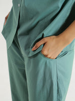 Green Solid Night Suit - SanskrutiHomes 
