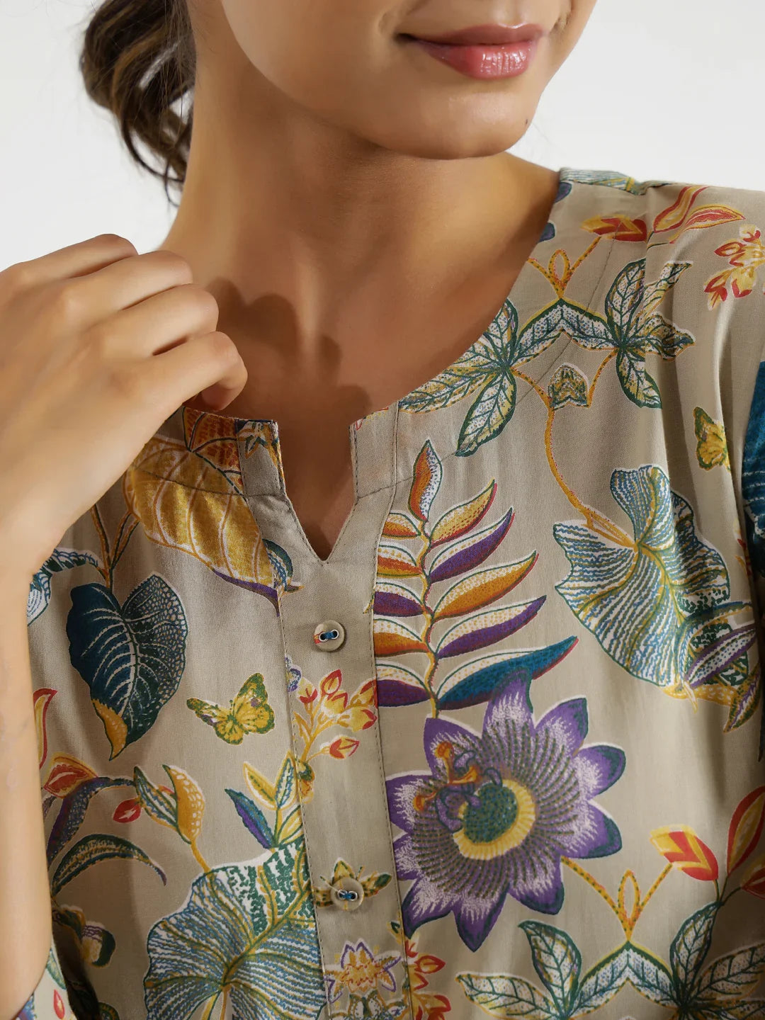 Botanical print Cotton Night SUIT - SanskrutiHomes 