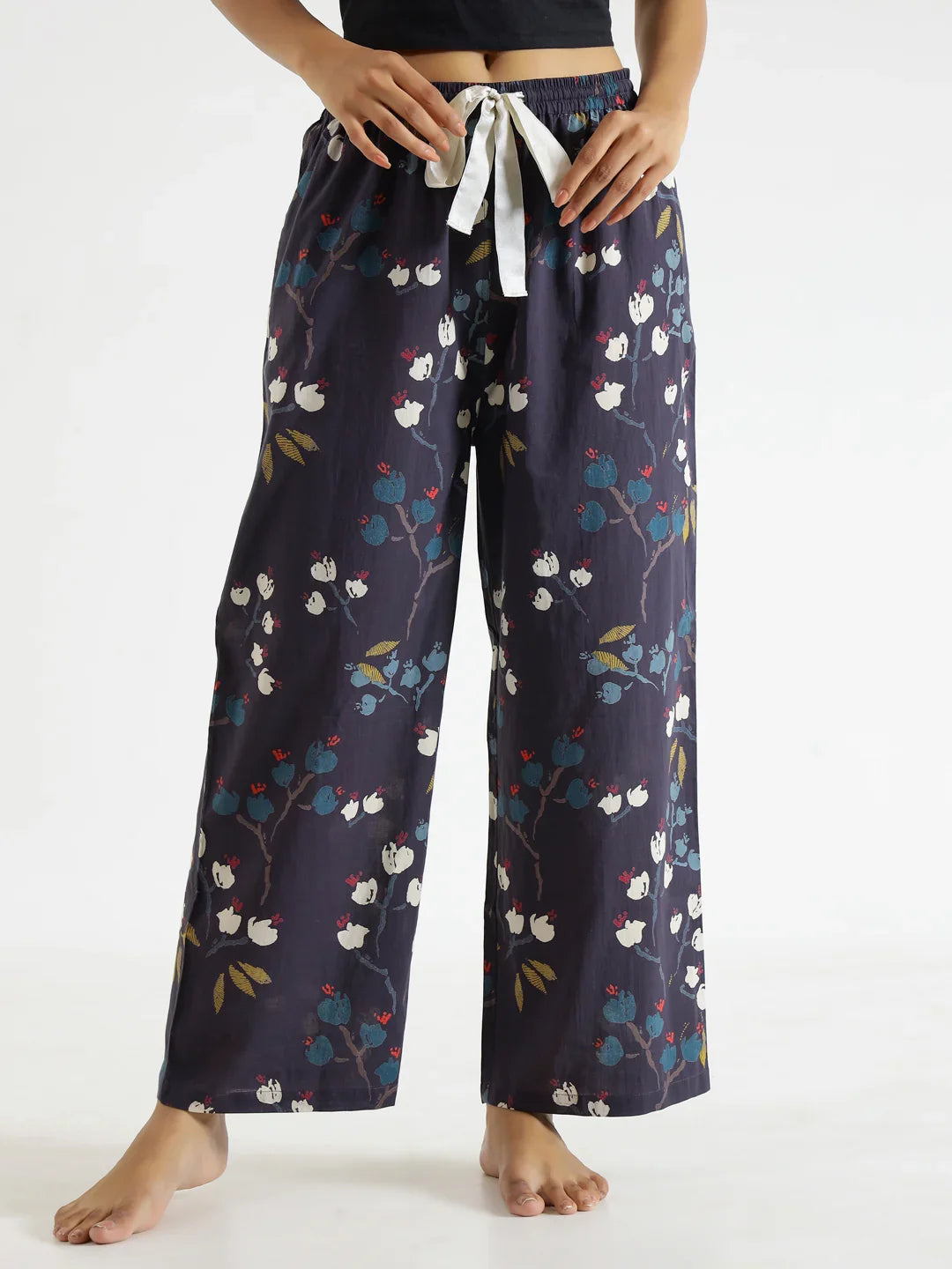 Indigo Printed Pure Cotton Lounge Pants - SanskrutiHomes 