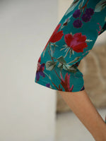 Green Floral Printed Night Suit Set - SanskrutiHomes 