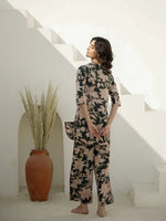 Green Color Flower Printed Night Suit - SanskrutiHomes 