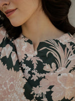 Green Color Flower Printed Night Suit - SanskrutiHomes 