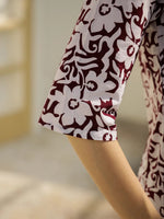 Maroon Floral Printed Cotton Night Suit - SanskrutiHomes 
