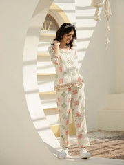 Off White Geometric Print Co-ords Set - SanskrutiHomes 