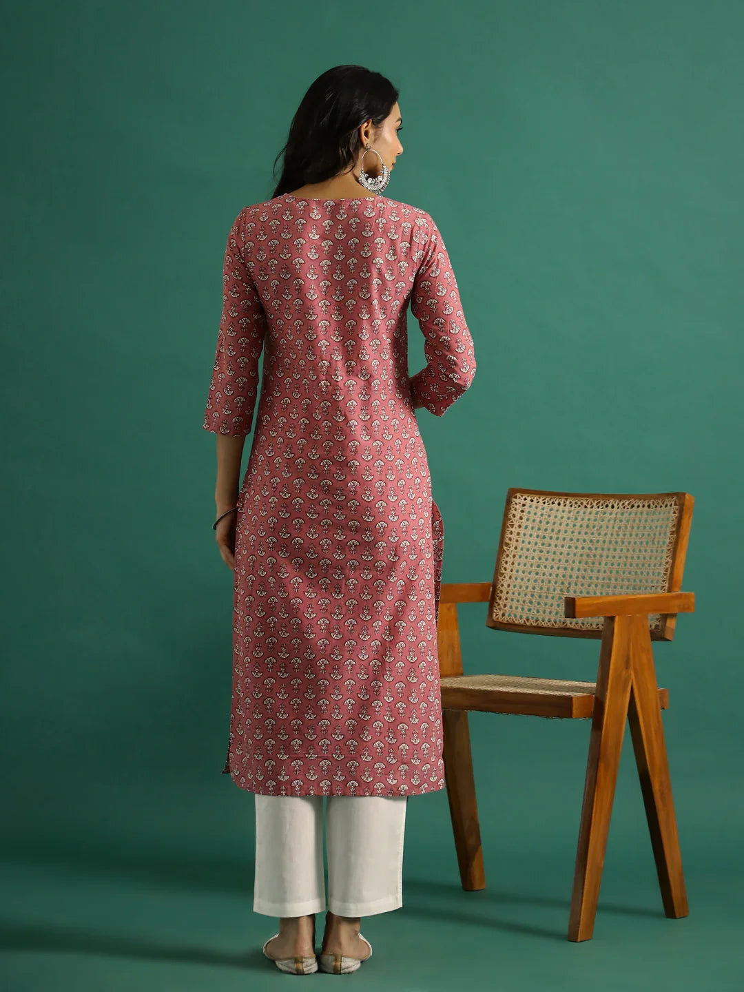 Multi Color Floral Print Round Neck Cotton Kurta for Women - SanskrutiHomes 