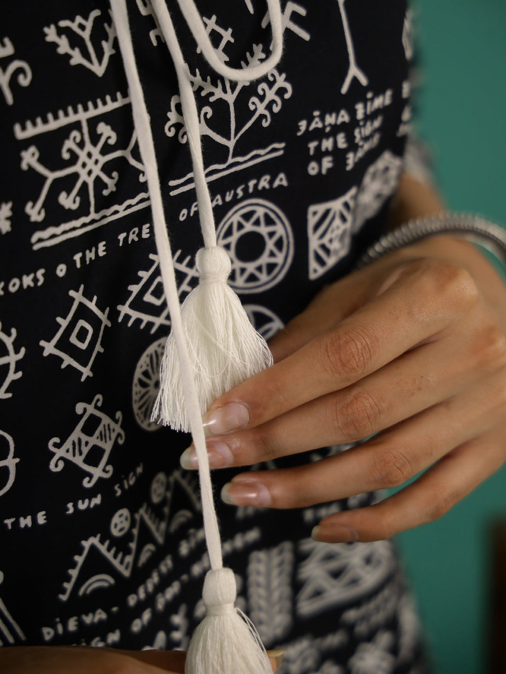 Black Tassel Printed Kurti Set - SanskrutiHomes 