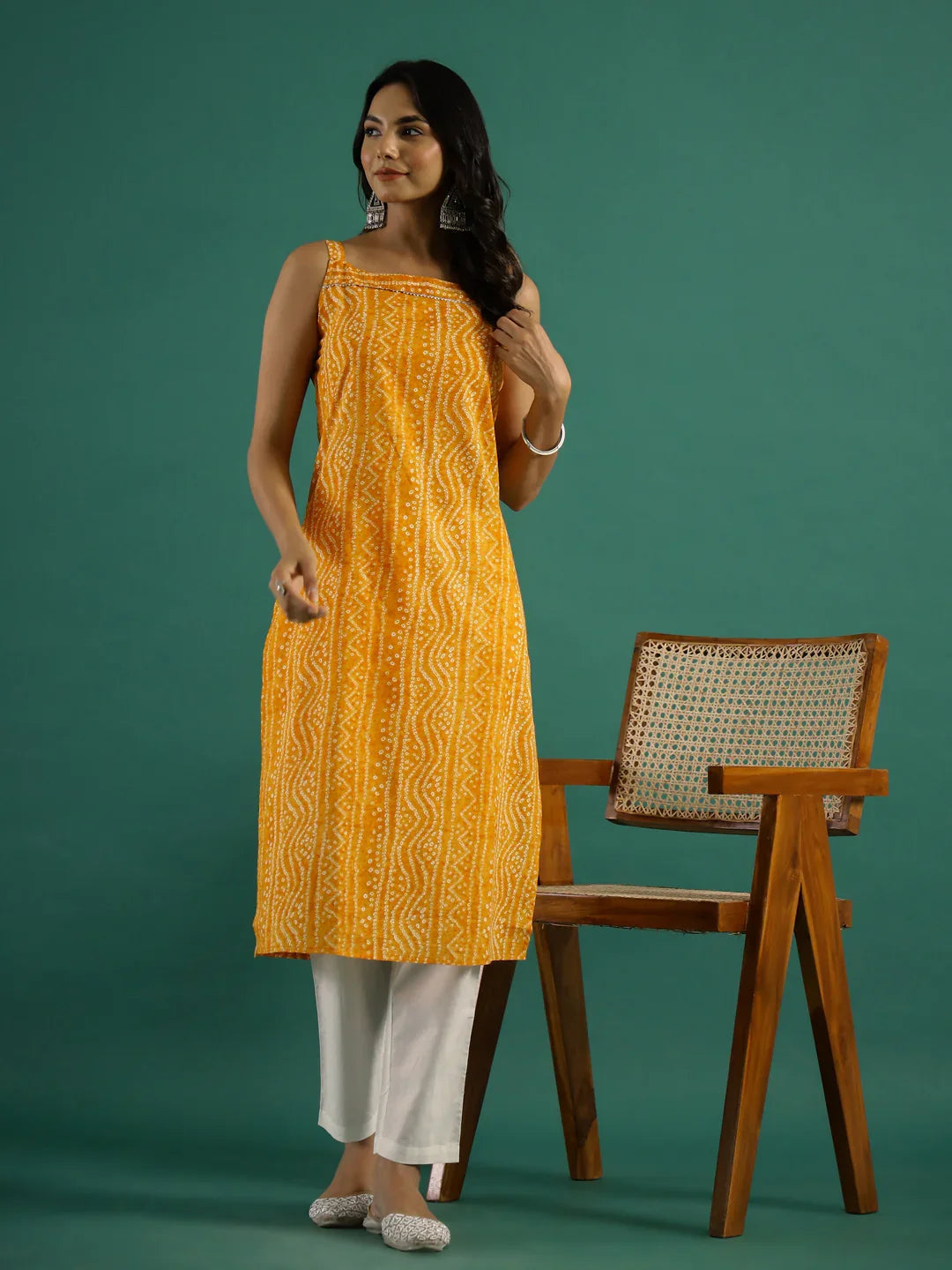 Yellow Cut Sleeves Kurti Set - SanskrutiHomes 