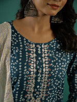 Green & White Kurta Set - SanskrutiHomes 