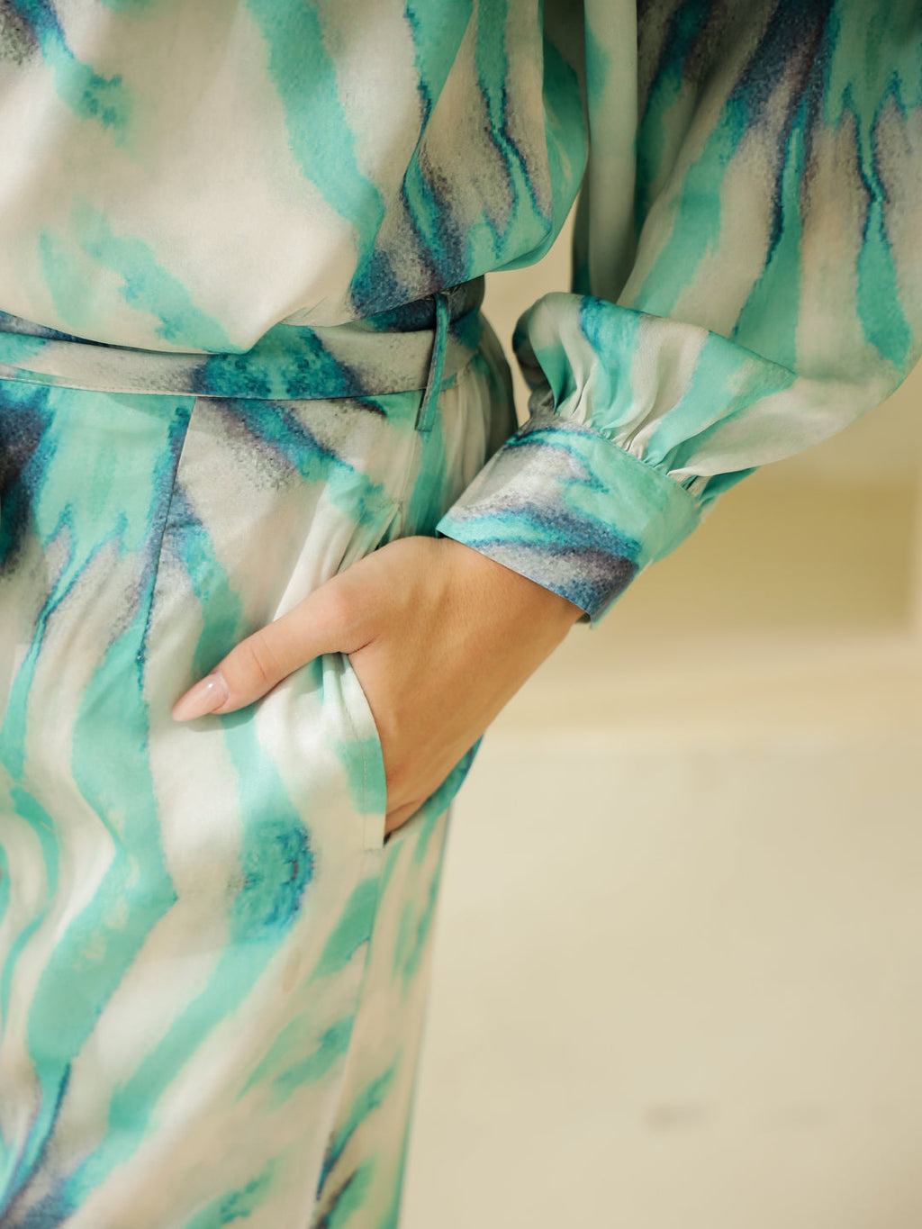 Satin Printed Full Sleeve Night Suit Set - SanskrutiHomes 