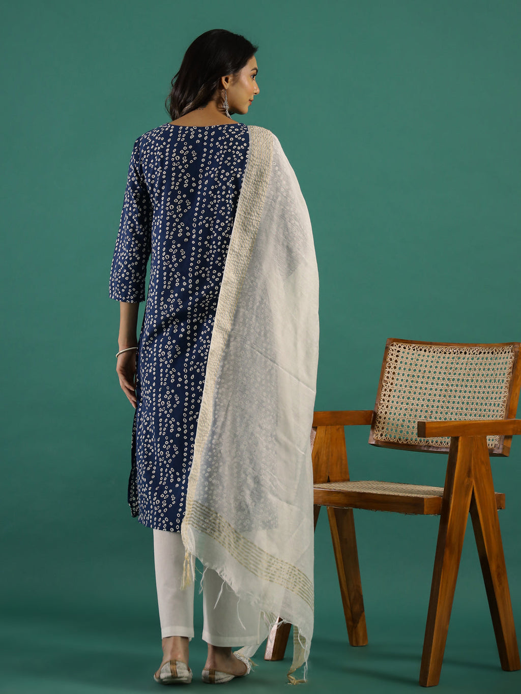 Blue & White Kurta Set - SanskrutiHomes 
