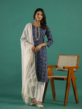 Blue & White Kurta Set - SanskrutiHomes 