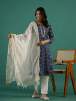 Blue & White Kurta Set - SanskrutiHomes 