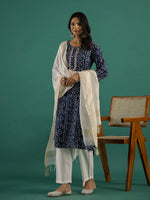 Blue & White Kurta Set - SanskrutiHomes 