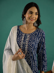 Blue & White Kurta Set - SanskrutiHomes 