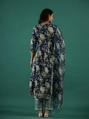 Floral Printed Round Neck Kurta Set - SanskrutiHomes 