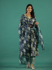 Floral Printed Round Neck Kurta Set - SanskrutiHomes 