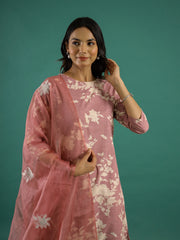 Floral Printed Thread Work Kurta Set For Women
