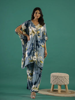 Flower Print Cotton Co-ord Set - SanskrutiHomes 