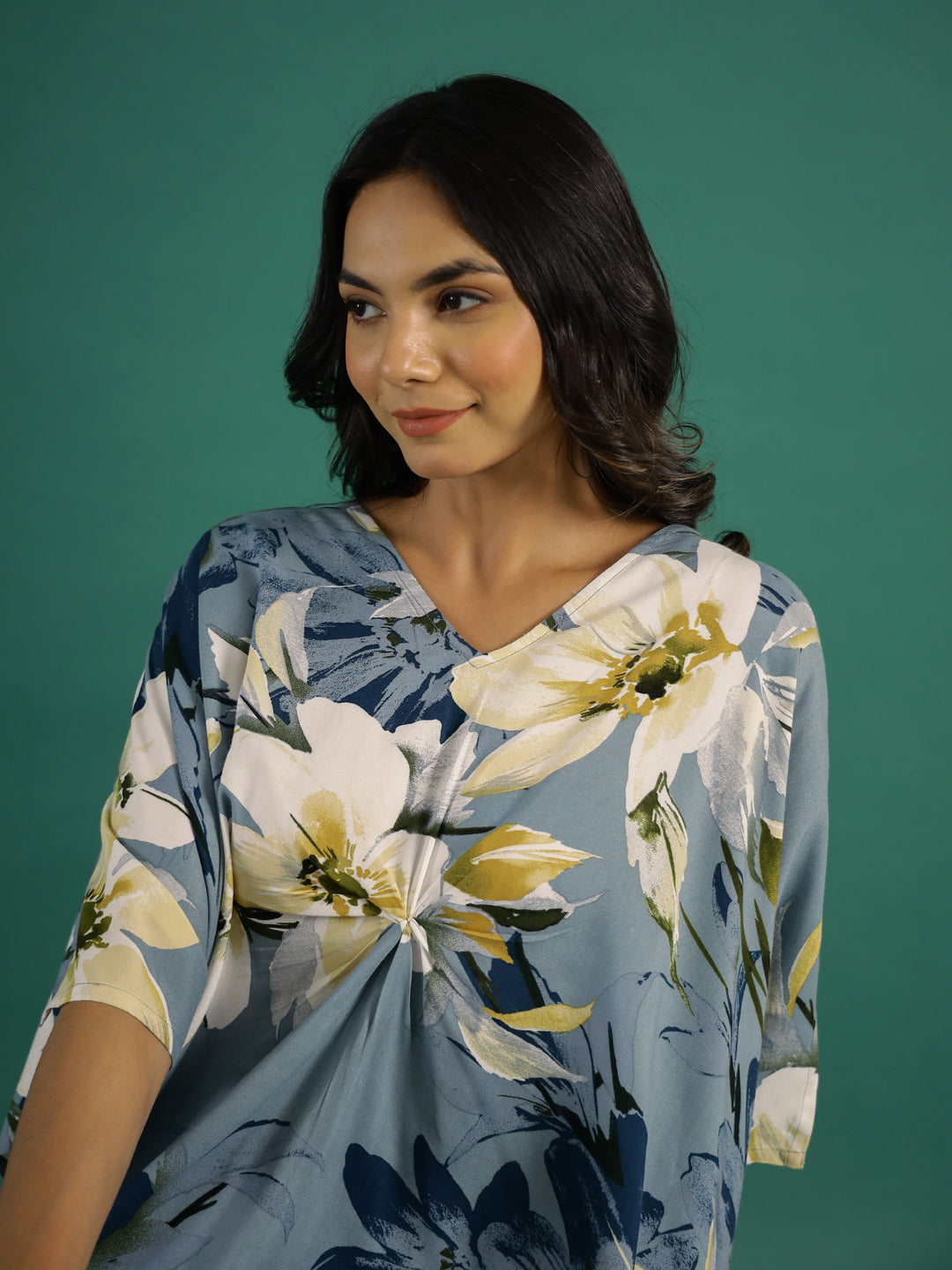 Flower Print Cotton Co-ord Set - SanskrutiHomes 