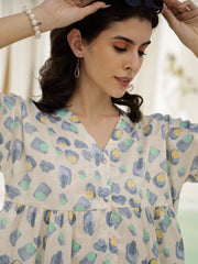Floral Printed V-Neck Satin Loungewear Set - SanskrutiHomes 