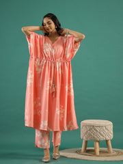 Floral Printed Cotton Kaftan coord Set Women - SanskrutiHomes 