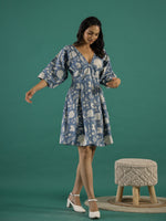Floral Printed Cotton Ethnic Dress - SanskrutiHomes 