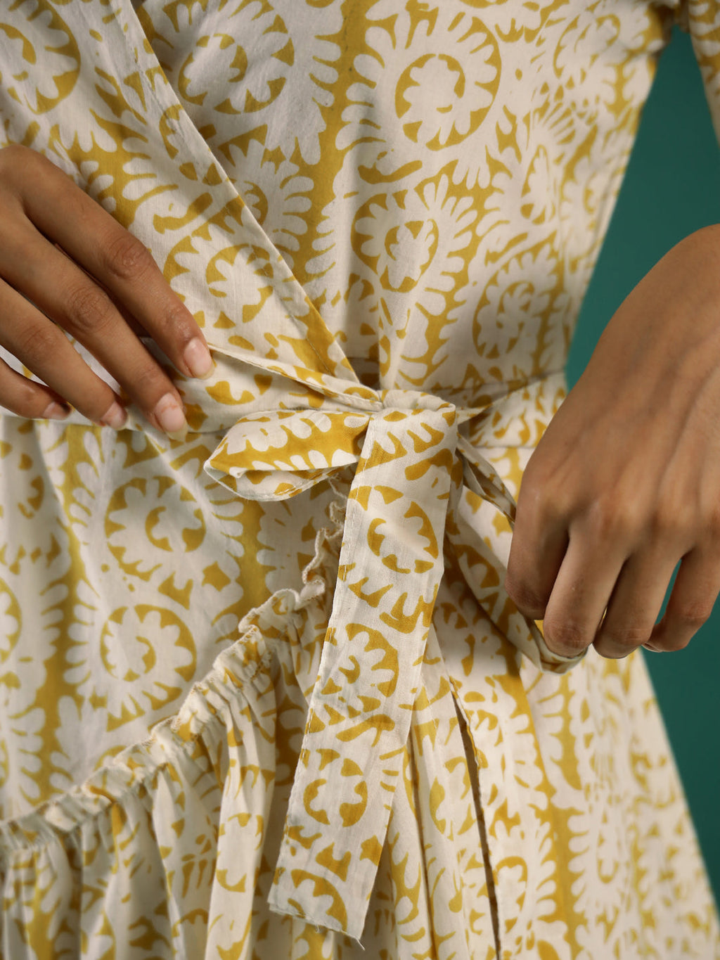 Printed Cotton Midi Ethnic Dress - SanskrutiHomes 