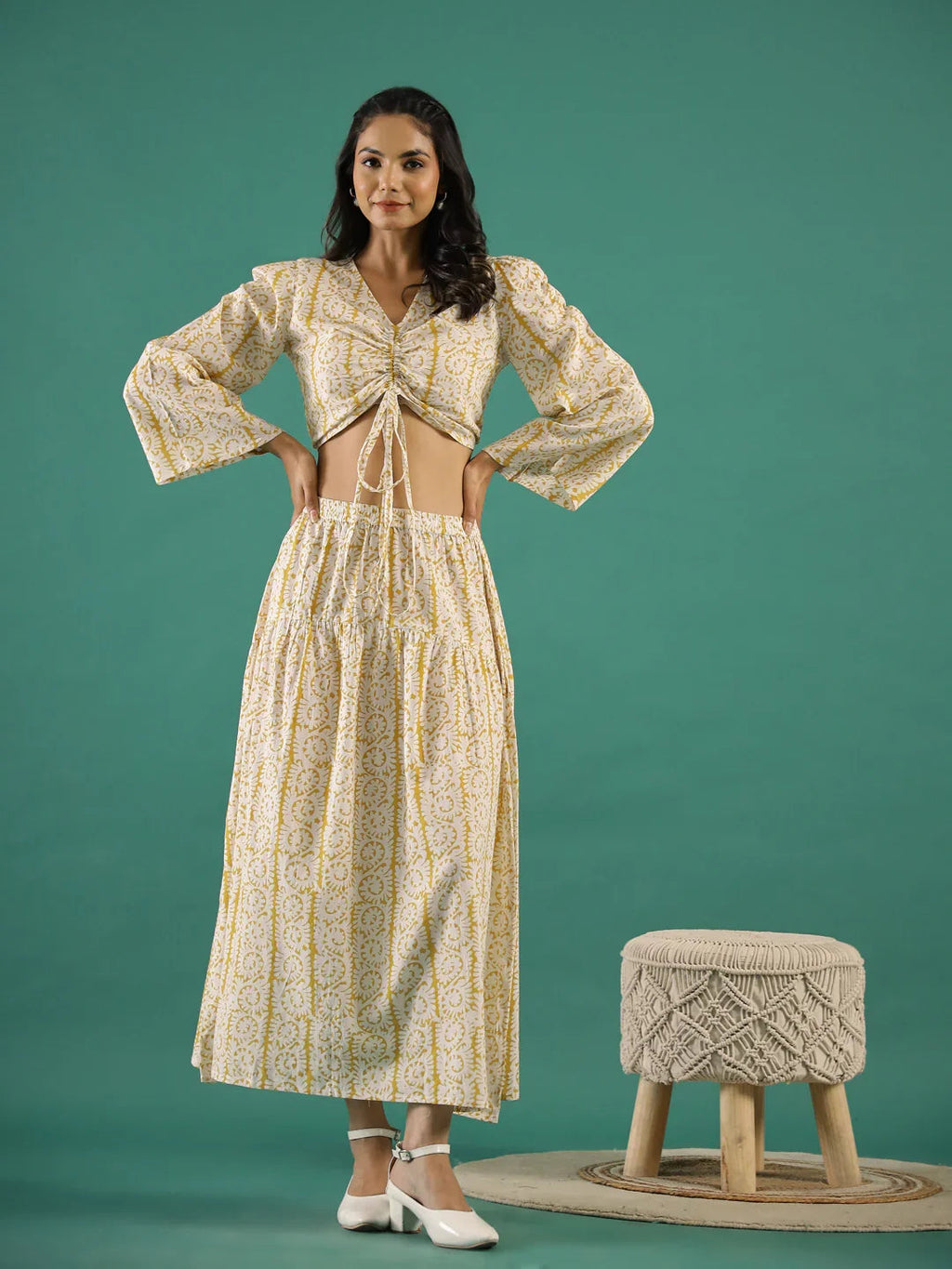 Cotton Printed Full Sleeves Co-ord Set for Women - SanskrutiHomes 