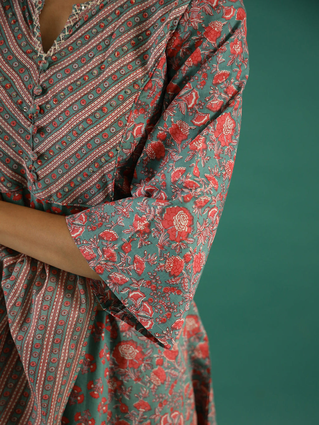 Set of 3 Flower Printed Kurta Set with Dupatta - SanskrutiHomes 