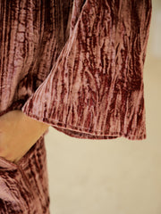 Flamingo crush velvet Night Suit for Women - SanskrutiHomes 