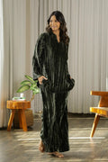 Olive Crushed Velvet Night Set - SanskrutiHomes 