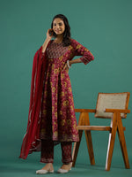 Pink Crush Velvet Night Suit for Women - SanskrutiHomes 