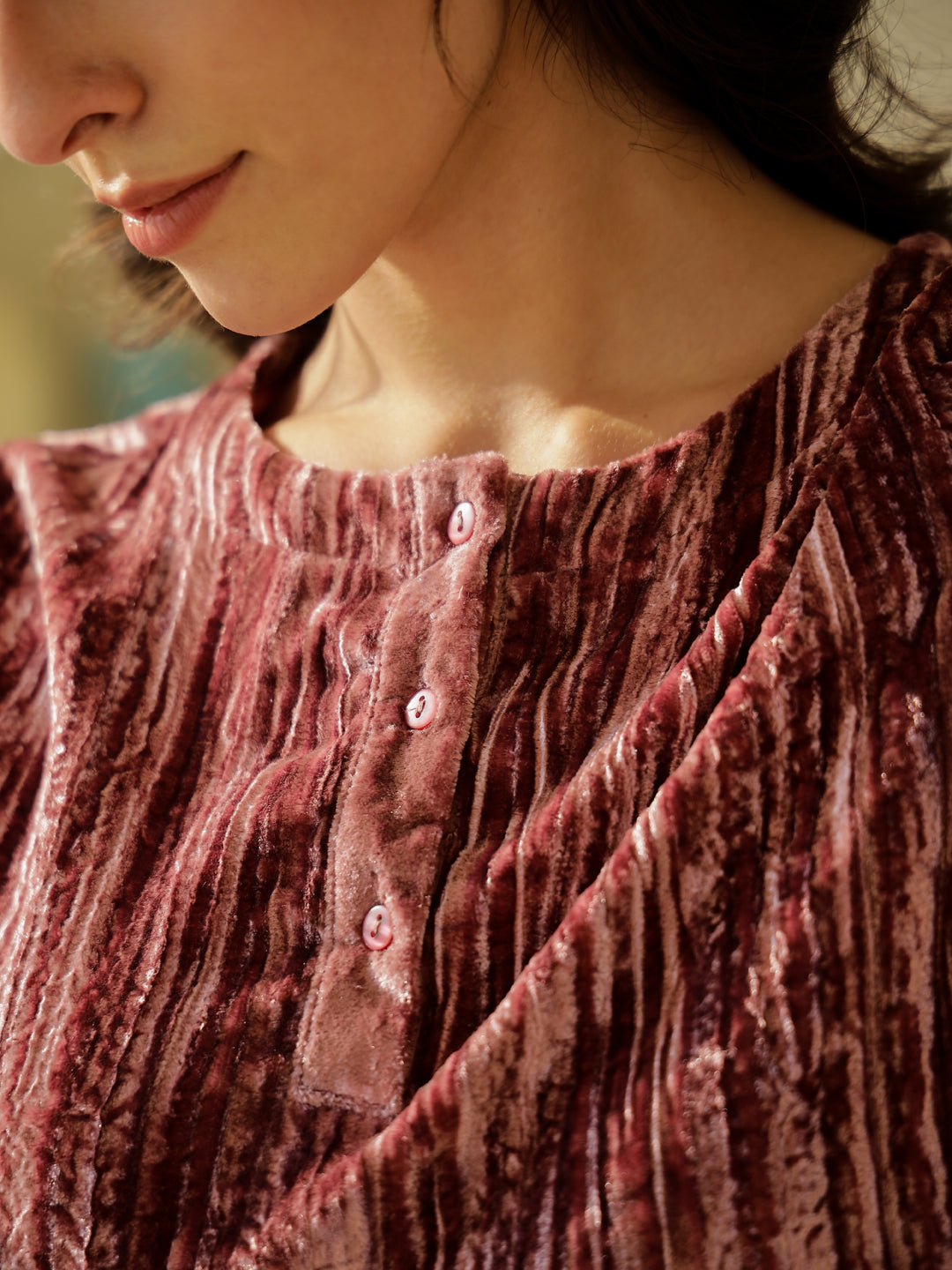 Pink Crush Velvet Night Suit for Women - SanskrutiHomes 