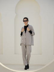 Navy Blue Crushed Velvet Night Suit - SanskrutiHomes 