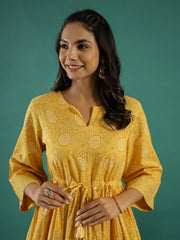 Ethnic Motifs Printed Cotton Kurta Set - SanskrutiHomes 