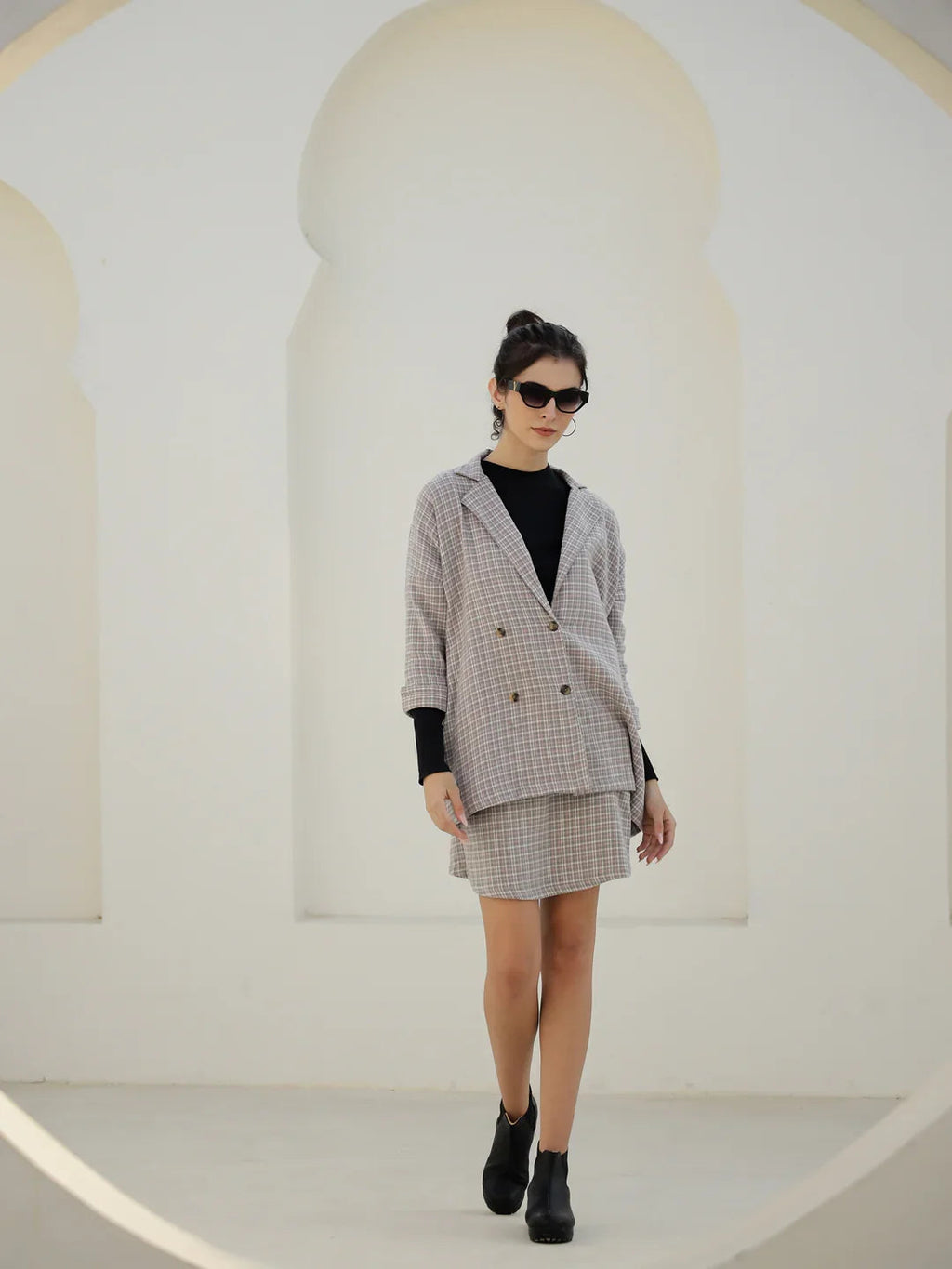 Grey Color Strips Printed Co-ords Set - SanskrutiHomes 