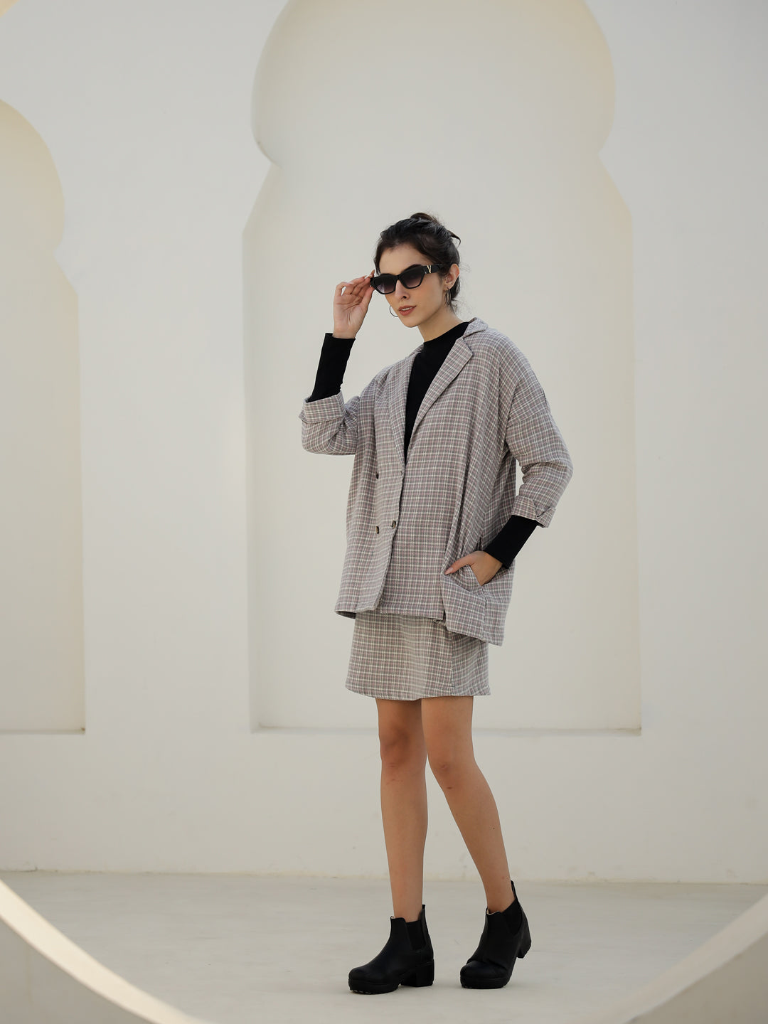 Grey Color Strips Printed Co-ords Set - SanskrutiHomes 