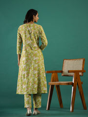Floral Printed Cotton Kurta Set With Dupatta