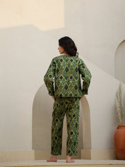 Set Of 3 Green Printed Quilted Co-Ords Set