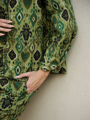 Set Of 3 Green Printed Quilted Co-Ords Set