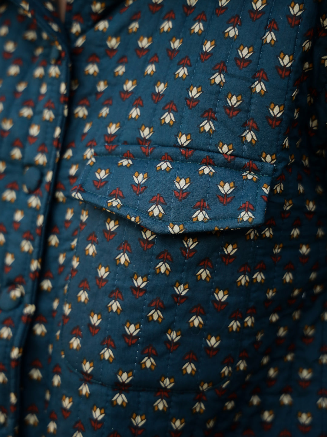 Blue Floral Printed Quilted Co-Ords Set