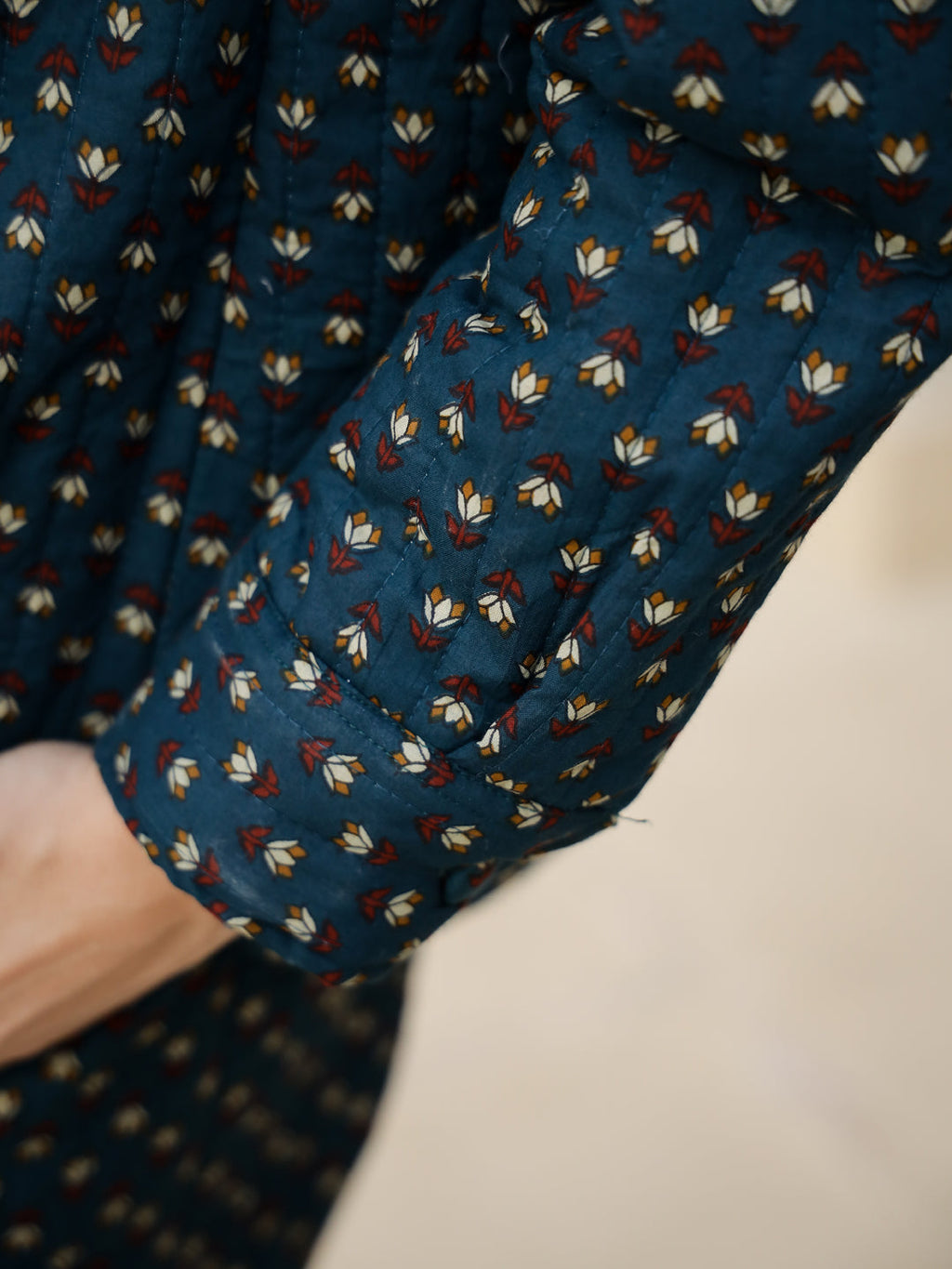 Blue Floral Printed Quilted Co-Ords Set