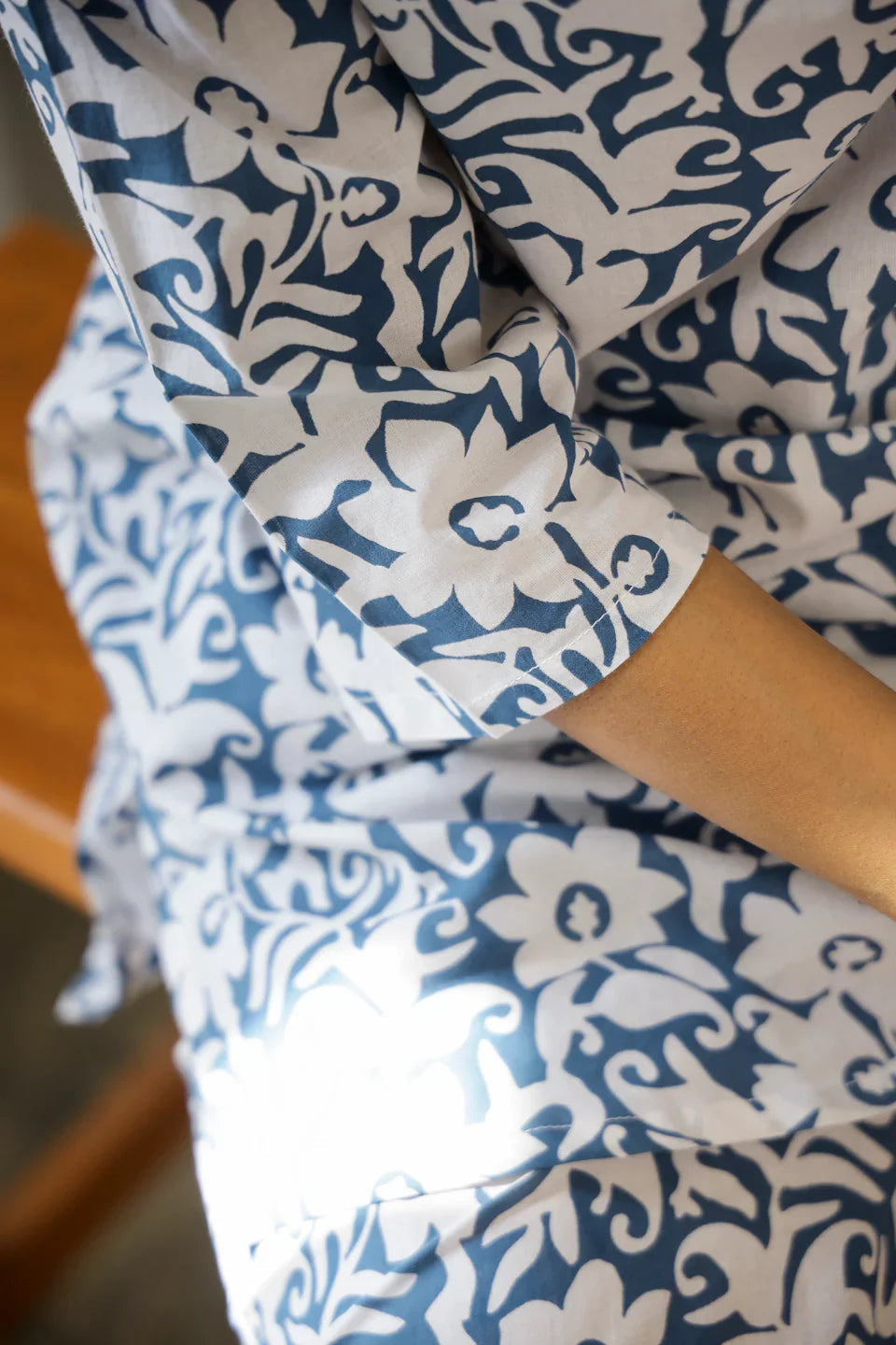 Blue & White Printed Loungewear Set - SanskrutiHomes 