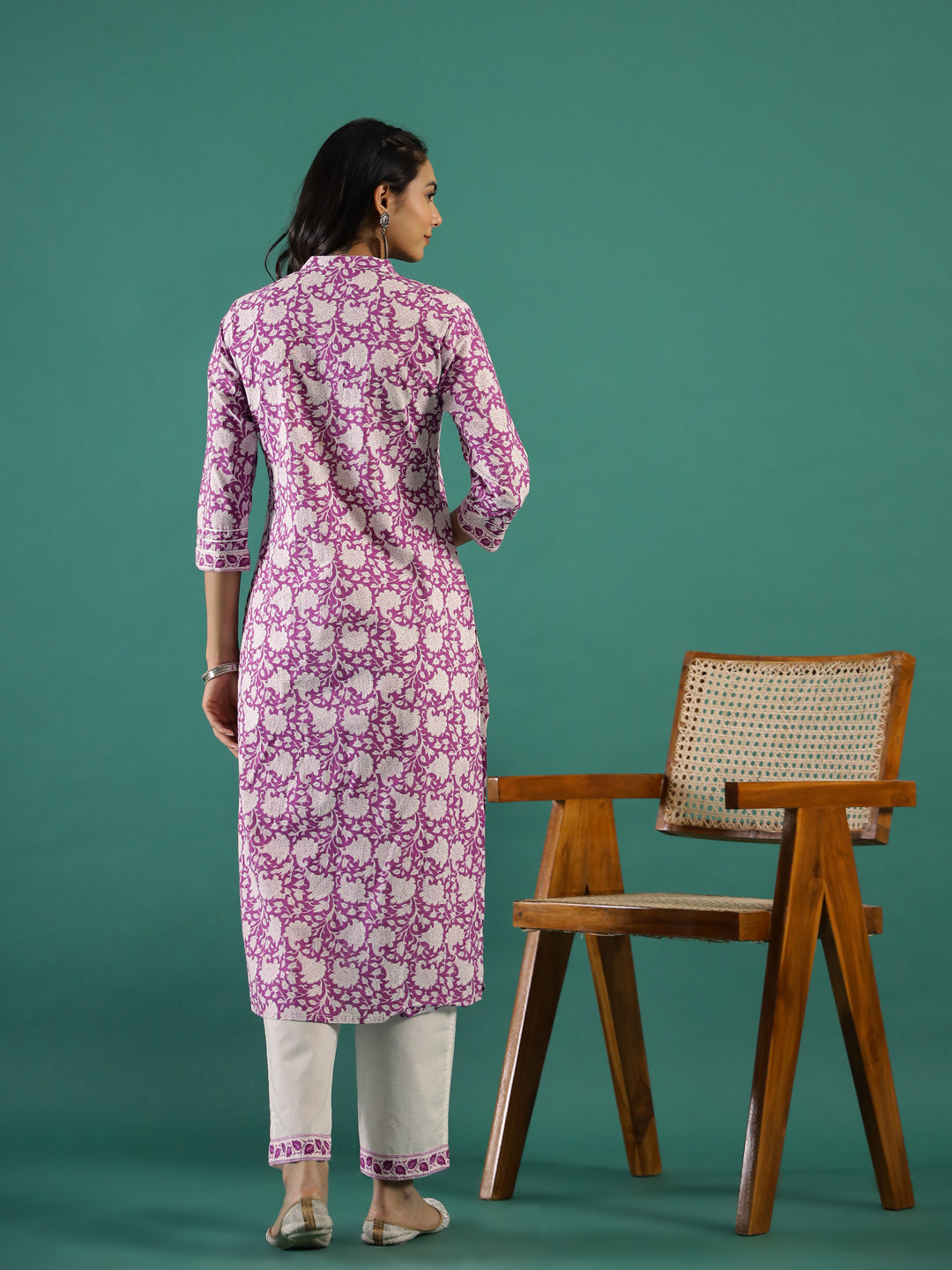 Purple Printed Kurti Set - SanskrutiHomes 
