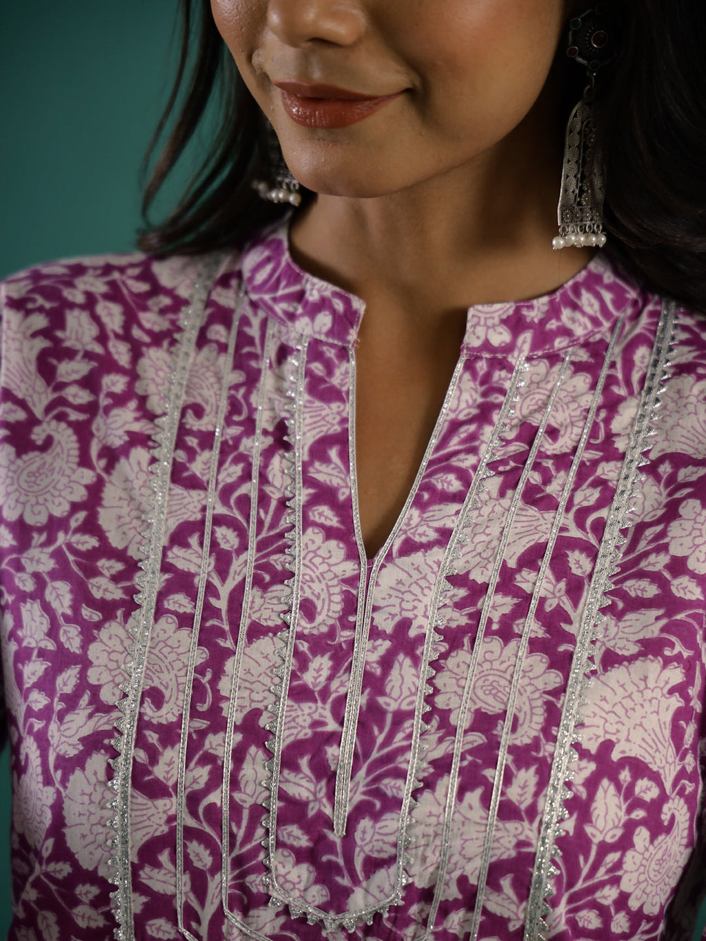 Purple Printed Kurti Set - SanskrutiHomes 