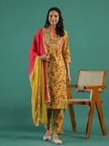 Yellow & Pink Kurta Set - SanskrutiHomes 