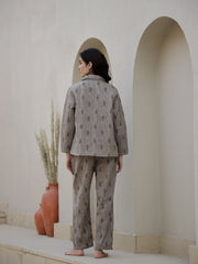 Set Of 3 Brown Quilted Night Suit Set
