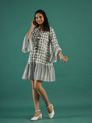 Ethnic Printed Cotton Dress for Women - SanskrutiHomes 
