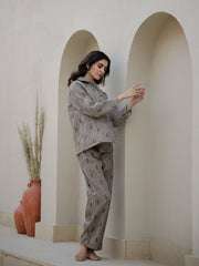 Set Of 3 Brown Quilted Night Suit Set