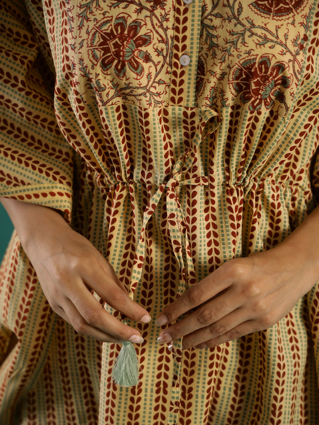 Mustard Kaftan Set - SanskrutiHomes 